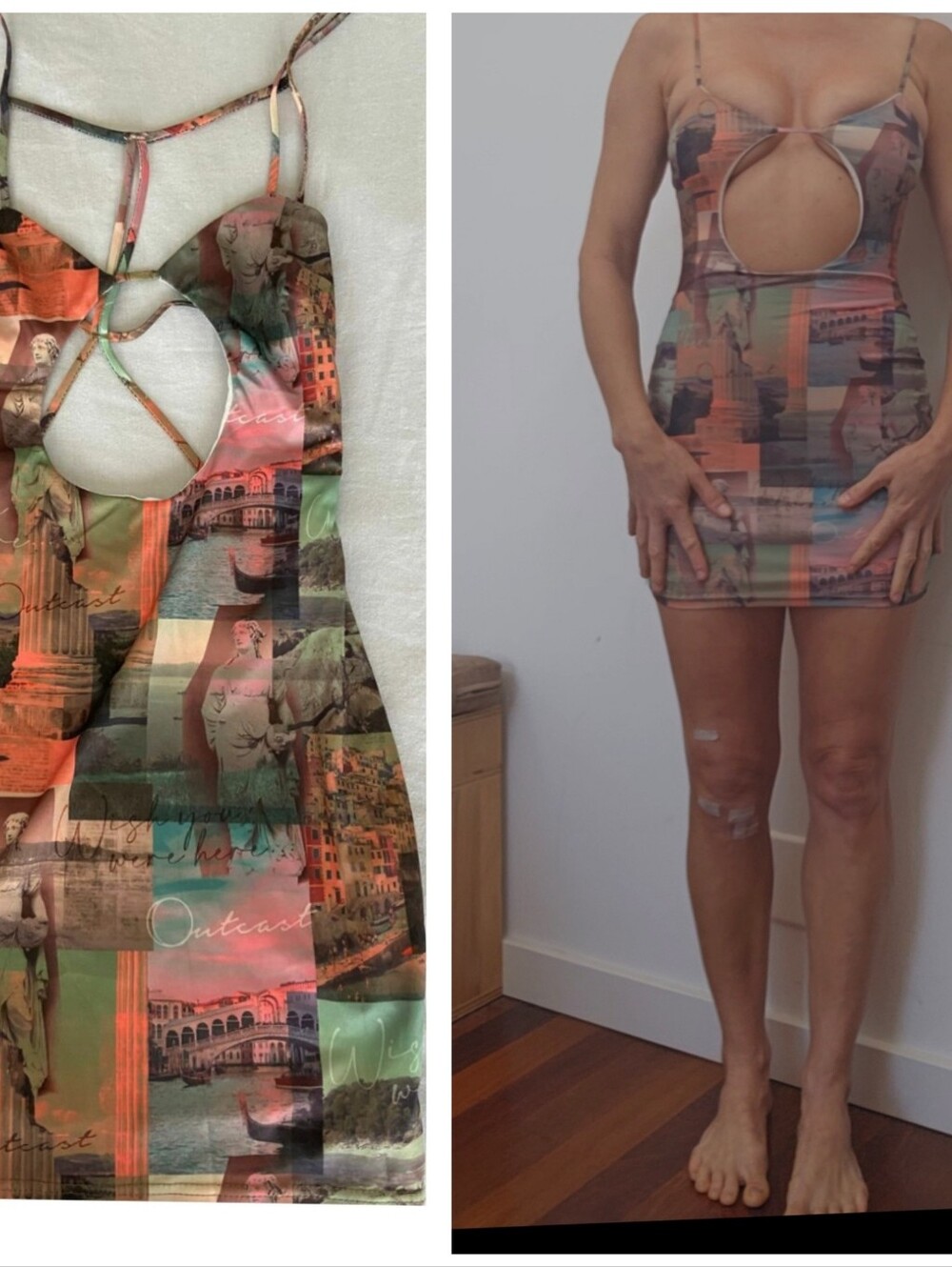 Outcast What Goes Around Roman Pillar Snaps Travel Dress Xs